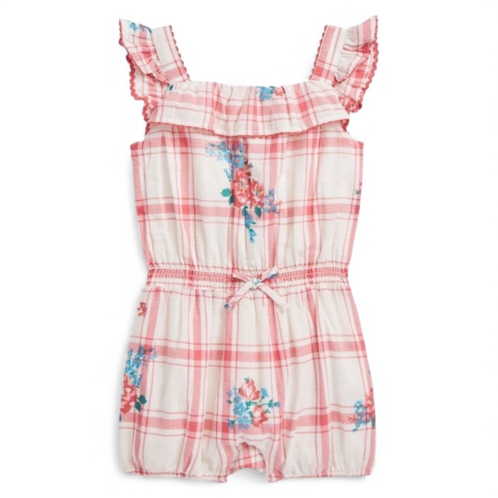 NWOT - Ralph Lauren - Baby Girl's Plaid & Floral Cotton Dobby Romper (6M)
